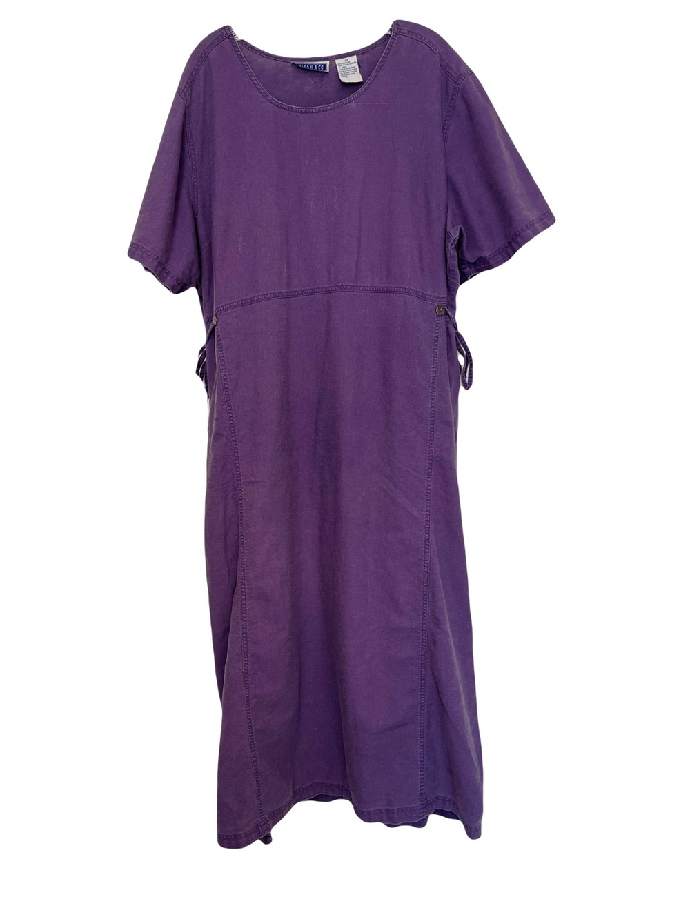 Erika II & Co | Vtg Purple Linen Blend Side Tie Boxy Midi Dress, 2X